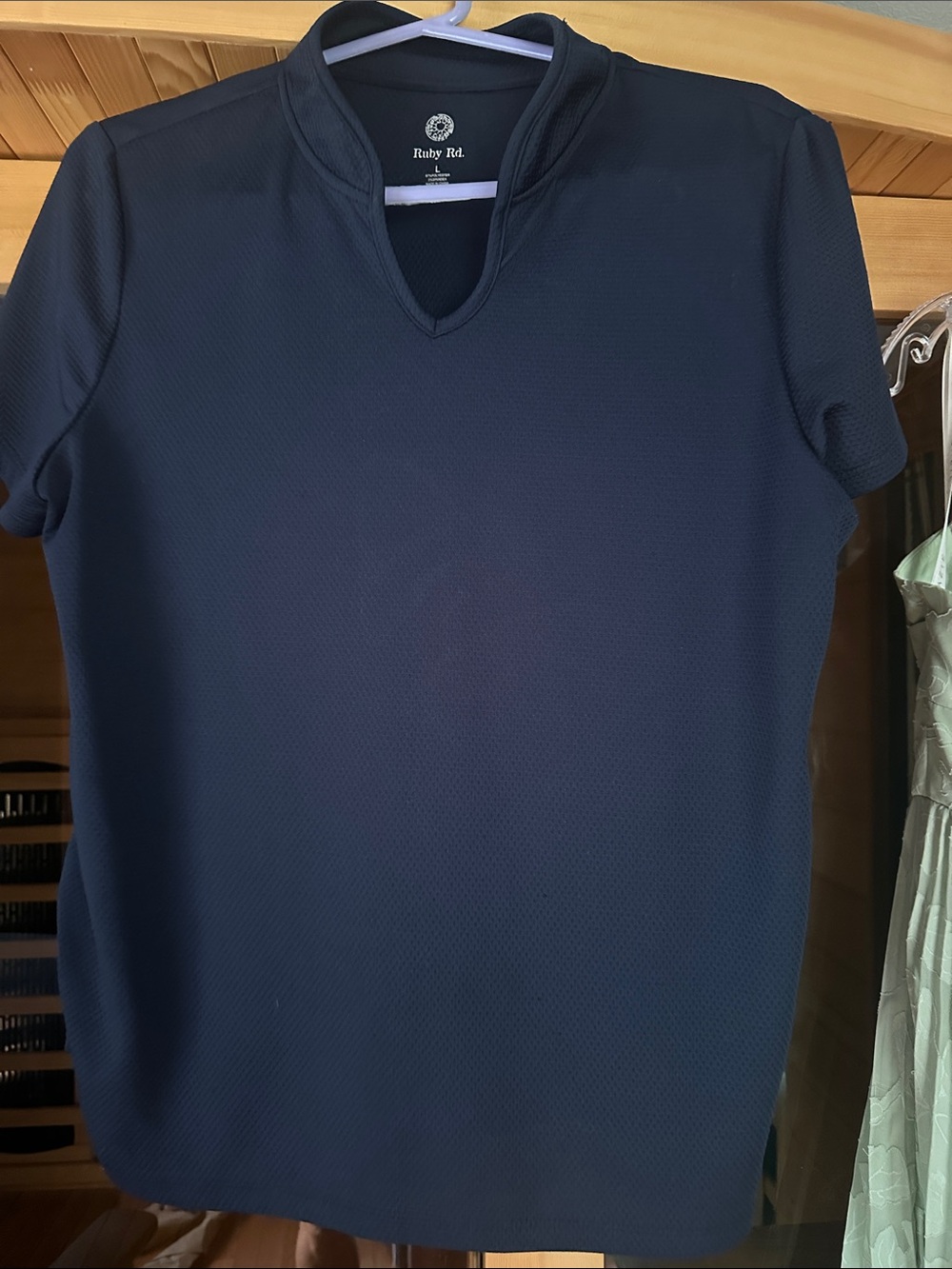 Ruby Rd. Navy Short Sleeve V-Notch golf shirt